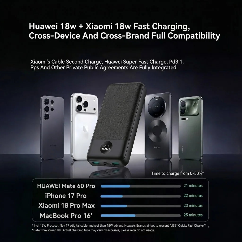 20,000mAh Power Bank ā 18W PD Fast Charging with 3 USB Ports