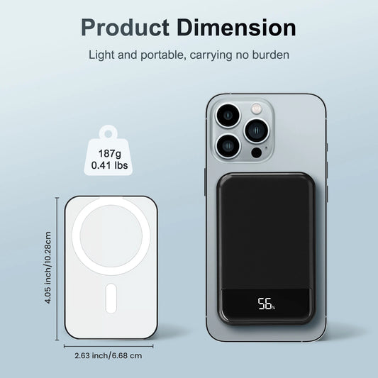 Magnetic 10,000mAh Wireless Power Bank – PD 20W LED Display