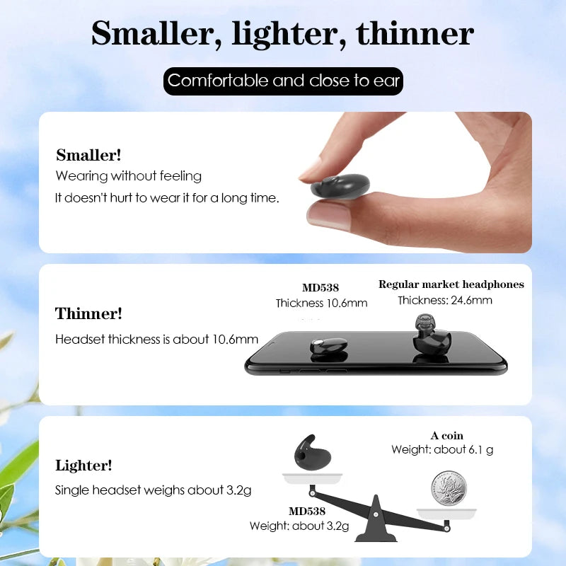 SK Ultra-Thin Bluetooth 5.3 Sleep Earbuds