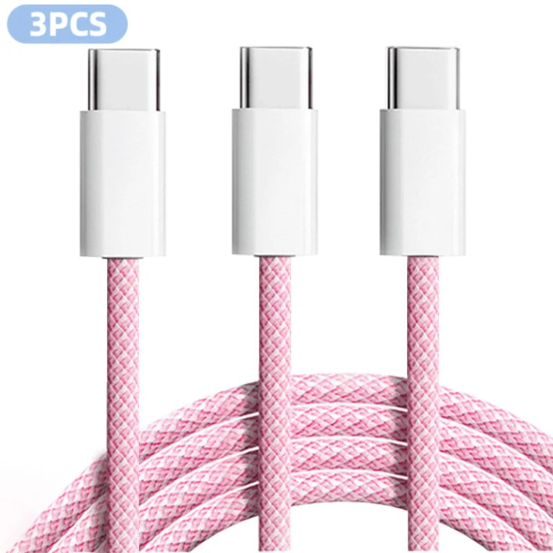 3-Pack 6FT 60W USB-C Fast Charging Cables