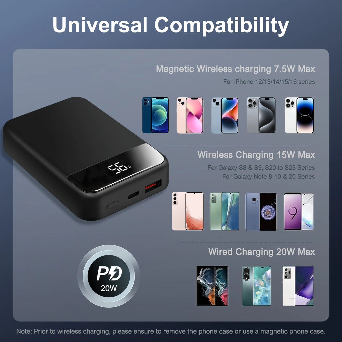 Magnetic 10,000mAh Wireless Power Bank – PD 20W LED Display