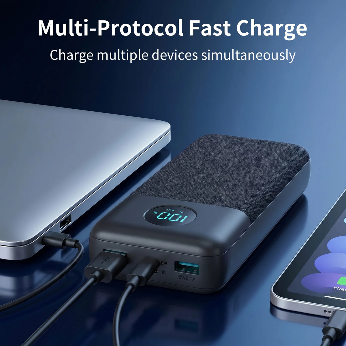 20,000mAh Power Bank – 18W PD Fast Charging with 3 USB Ports