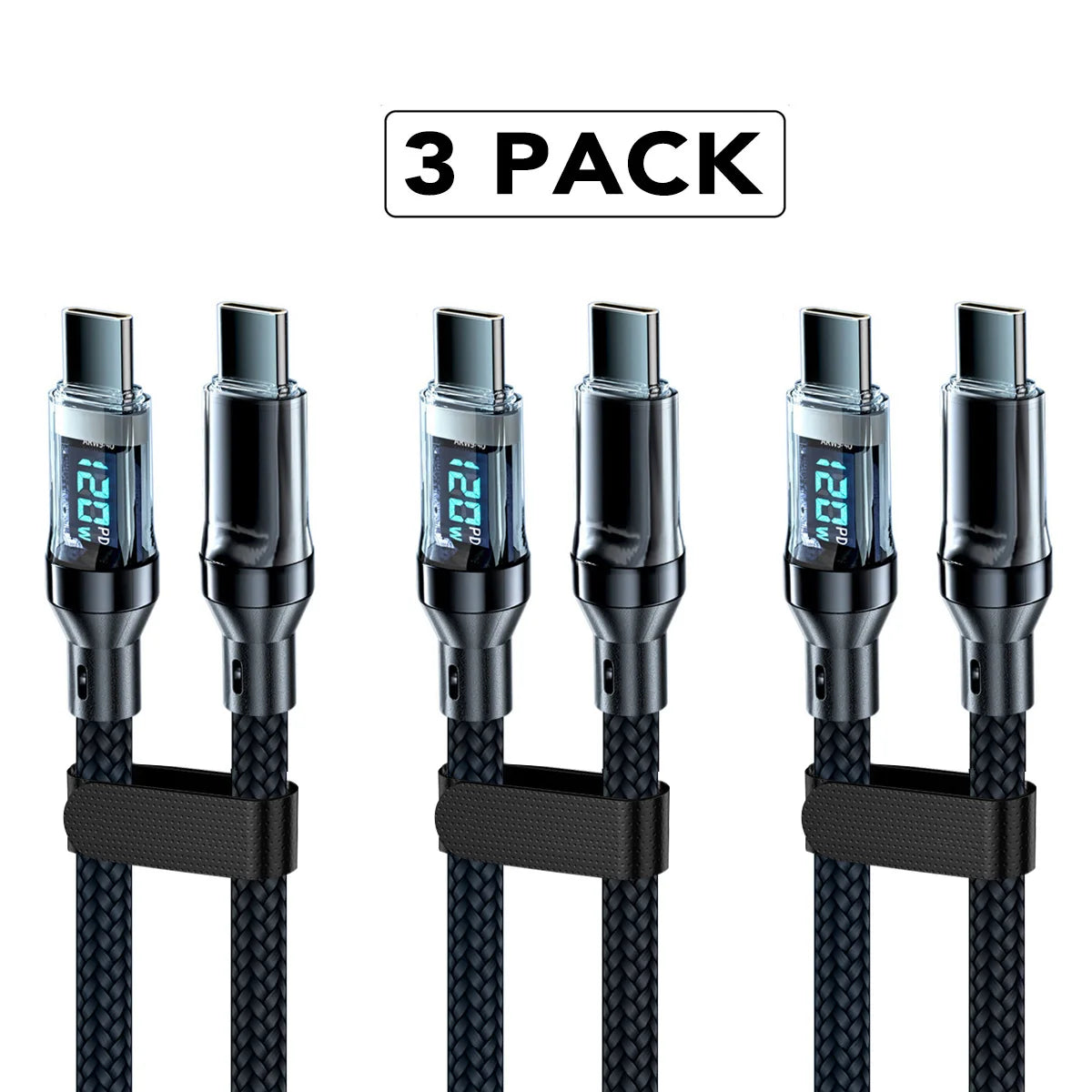 120W 5A USB-A to USB-C Fast Charging Cable with LCD Display