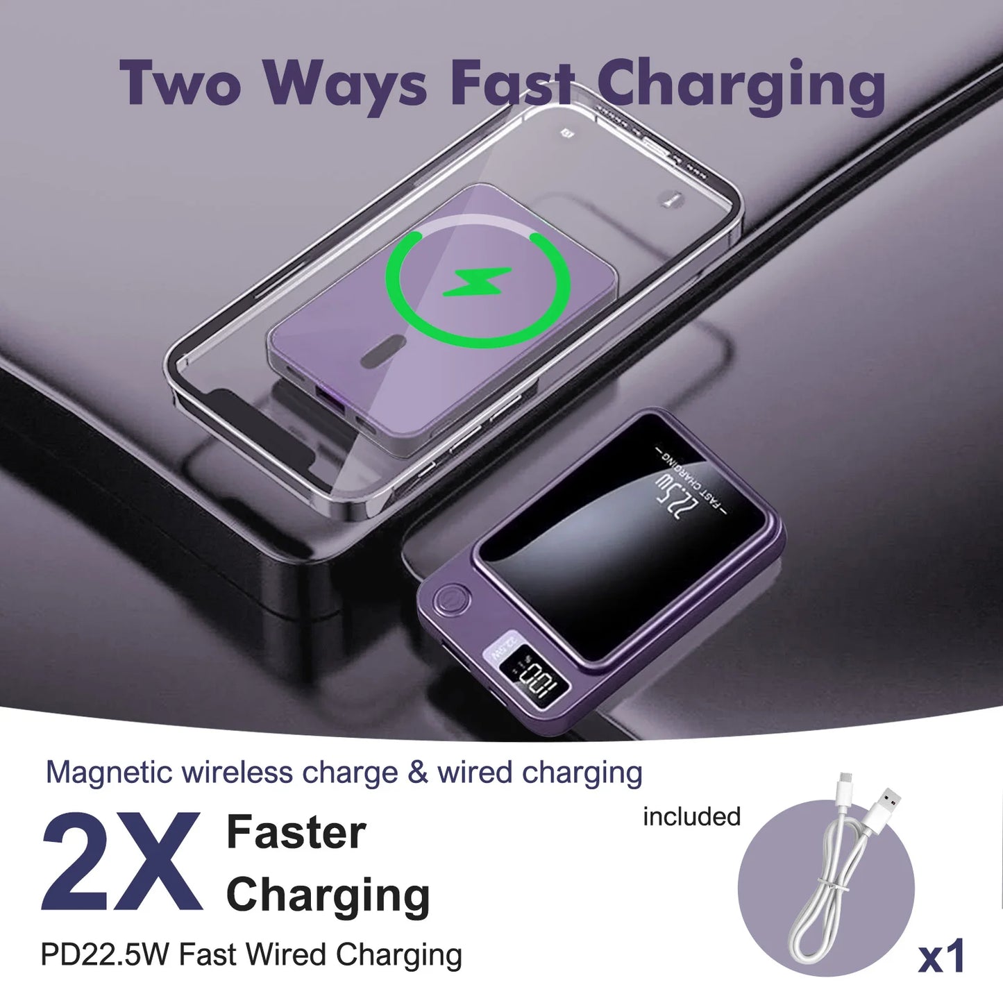 2-in-1 Magnetic Wireless Power Bank 10000mAh 22.5W Fast Charger