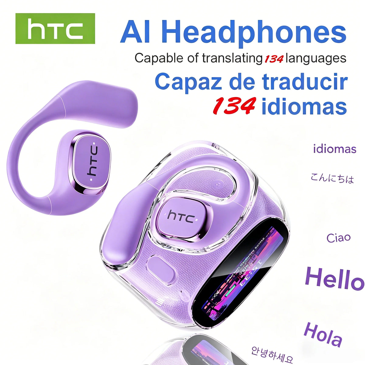 HTC NE11 Wireless Earbuds – HD Display, 30H Battery