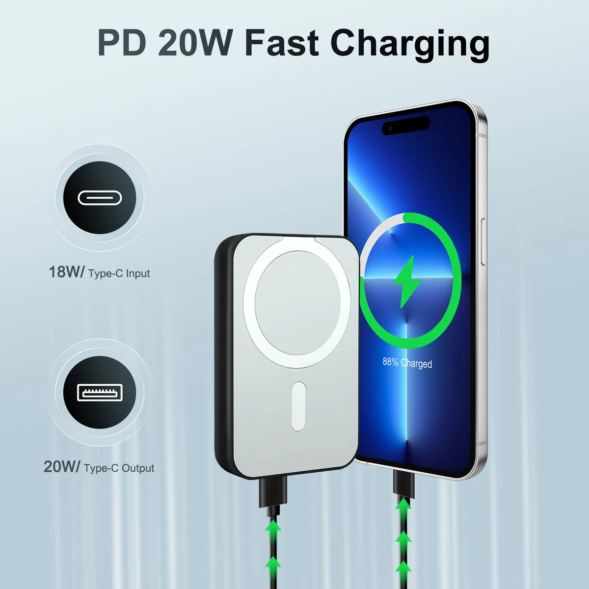 Magnetic 10,000mAh Wireless Power Bank – PD 20W LED Display