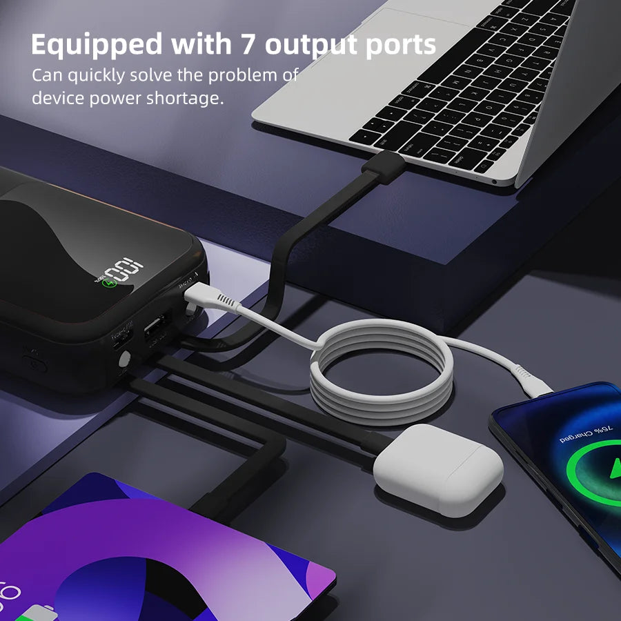 10,000mAh Portable Power Bank with Built-In Charging Cable
